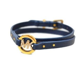 Michael Kors leather double wrap bracelet MK logo